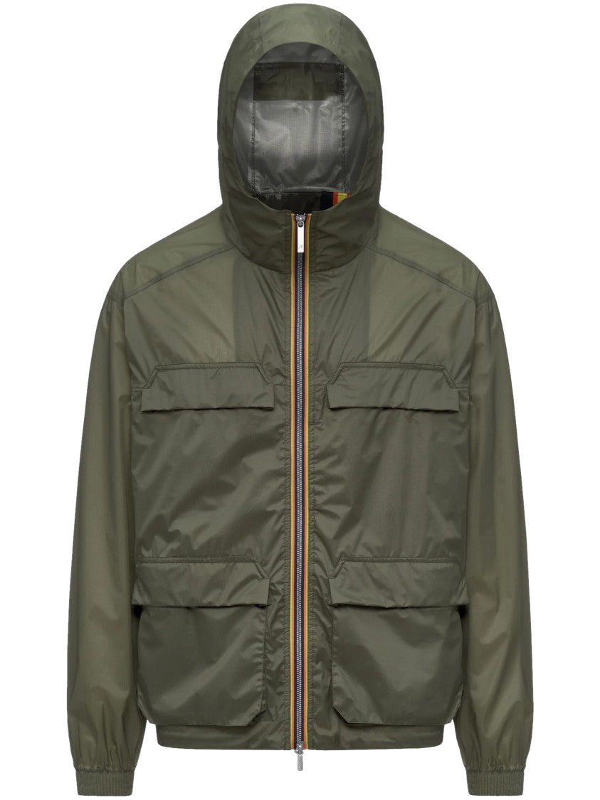 K-Way Lightweight Nylon Jacket With Multicolor Trim