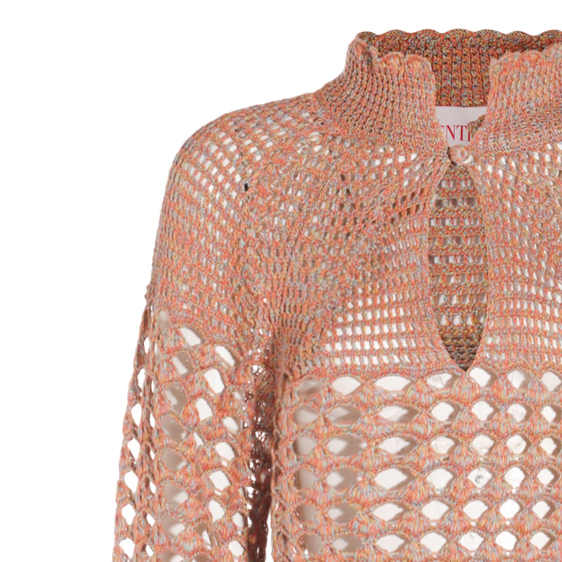 Valentino Ocra Linen High Collar Top