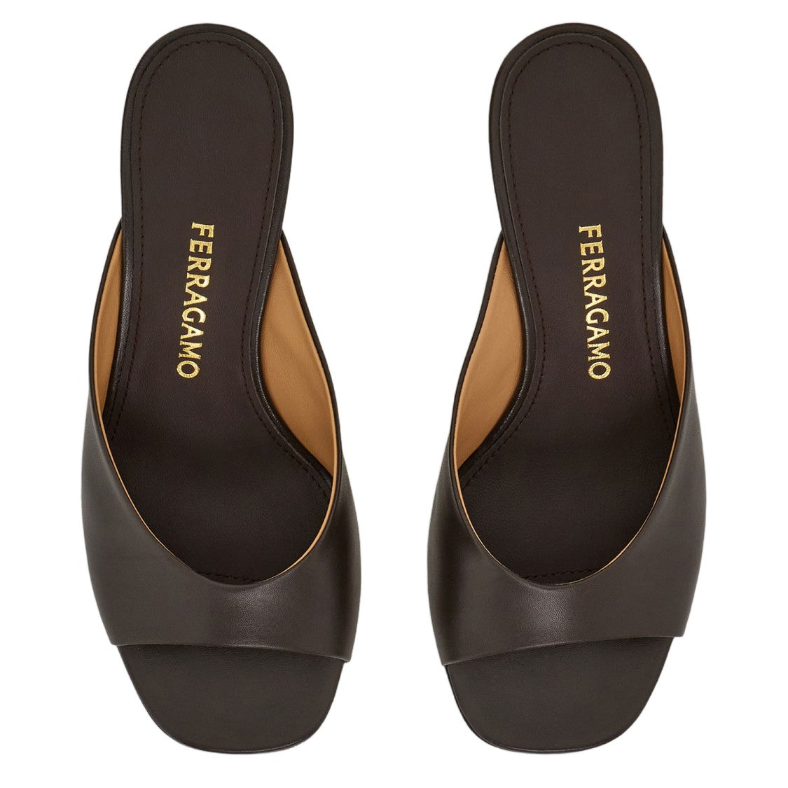 Salvatore Ferragamo Sculptural Leather Sandals With Gold-Tone Heel