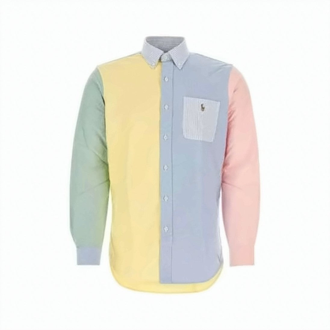 Polo Ralph Lauren Pastel Colorblock Long-Sleeve Shirt With Striped Collar