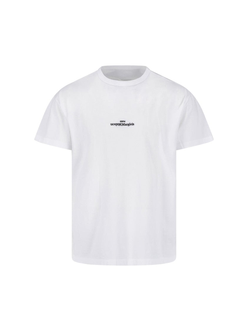 Maison Margiela White Logo Embroidered Cotton T-Shirt