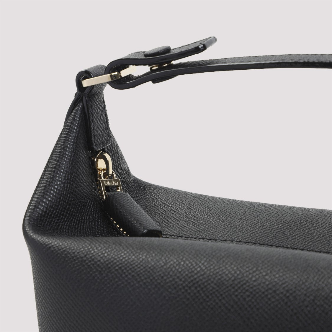 Valextra Structured Black Calf Leather Mochi Pouch Bag
