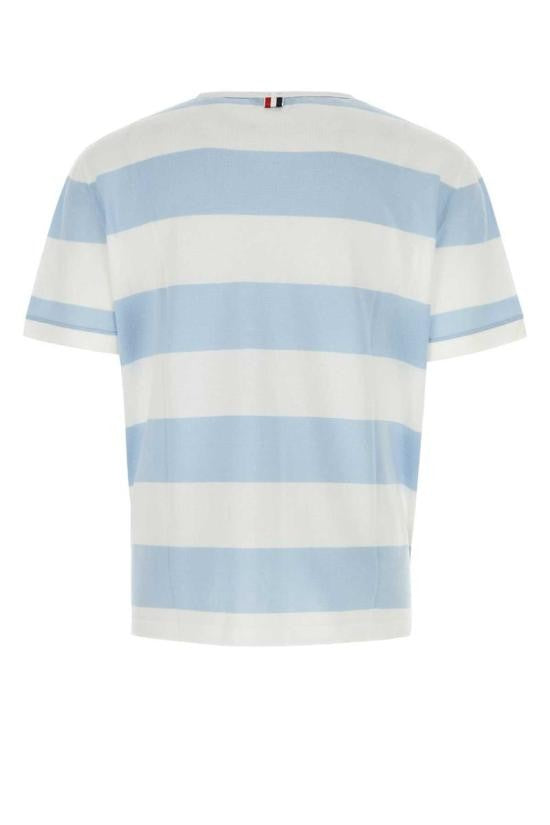Thom Browne Striped Short-Sleeve T-Shirt With Tricolor Ribbon Details