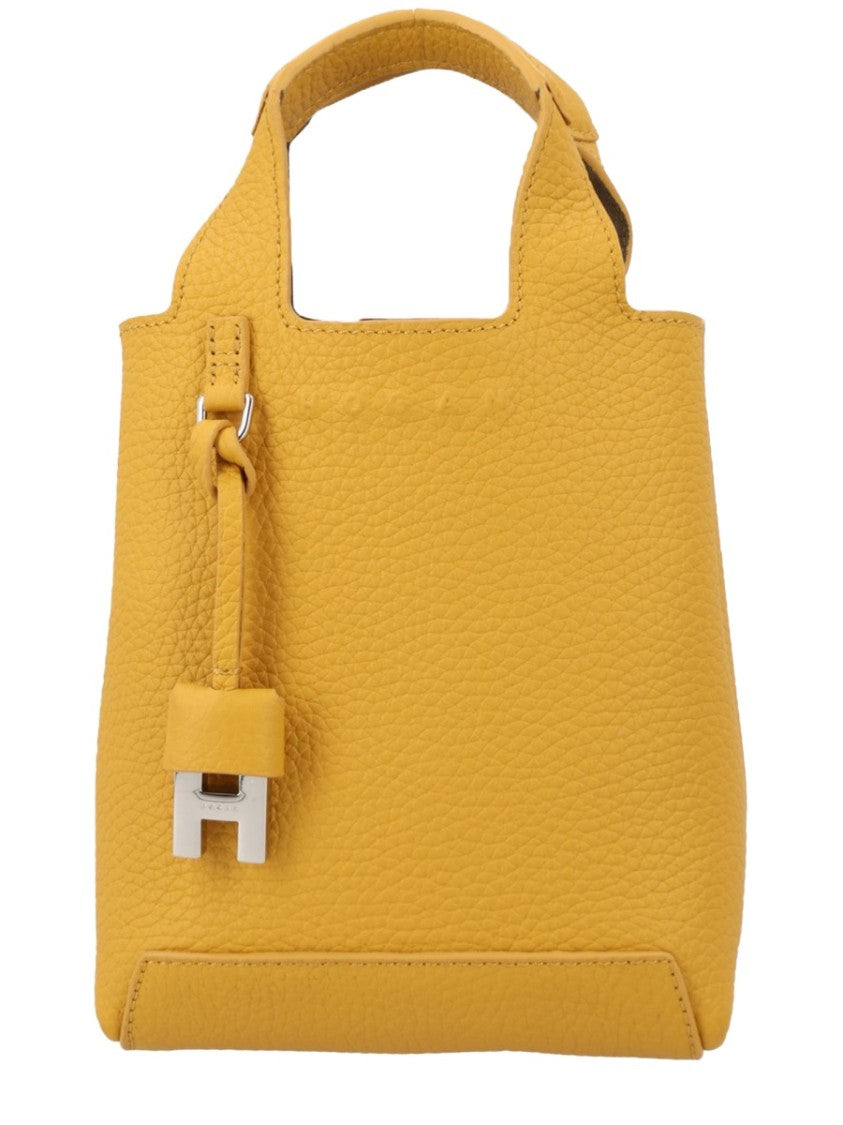 Hogan Neutral Structured Silhouette Letter Charm Handbag