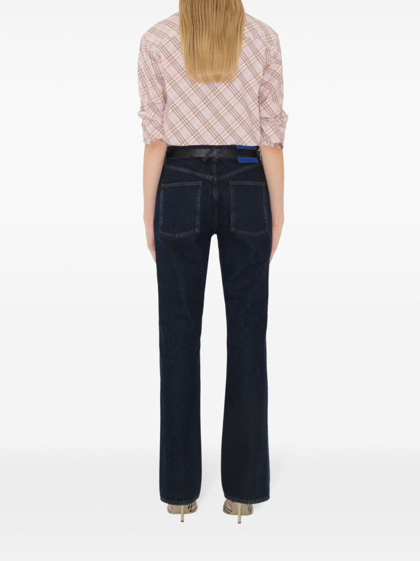 Burberry Blue High-Waisted Flared Contrast Jeans