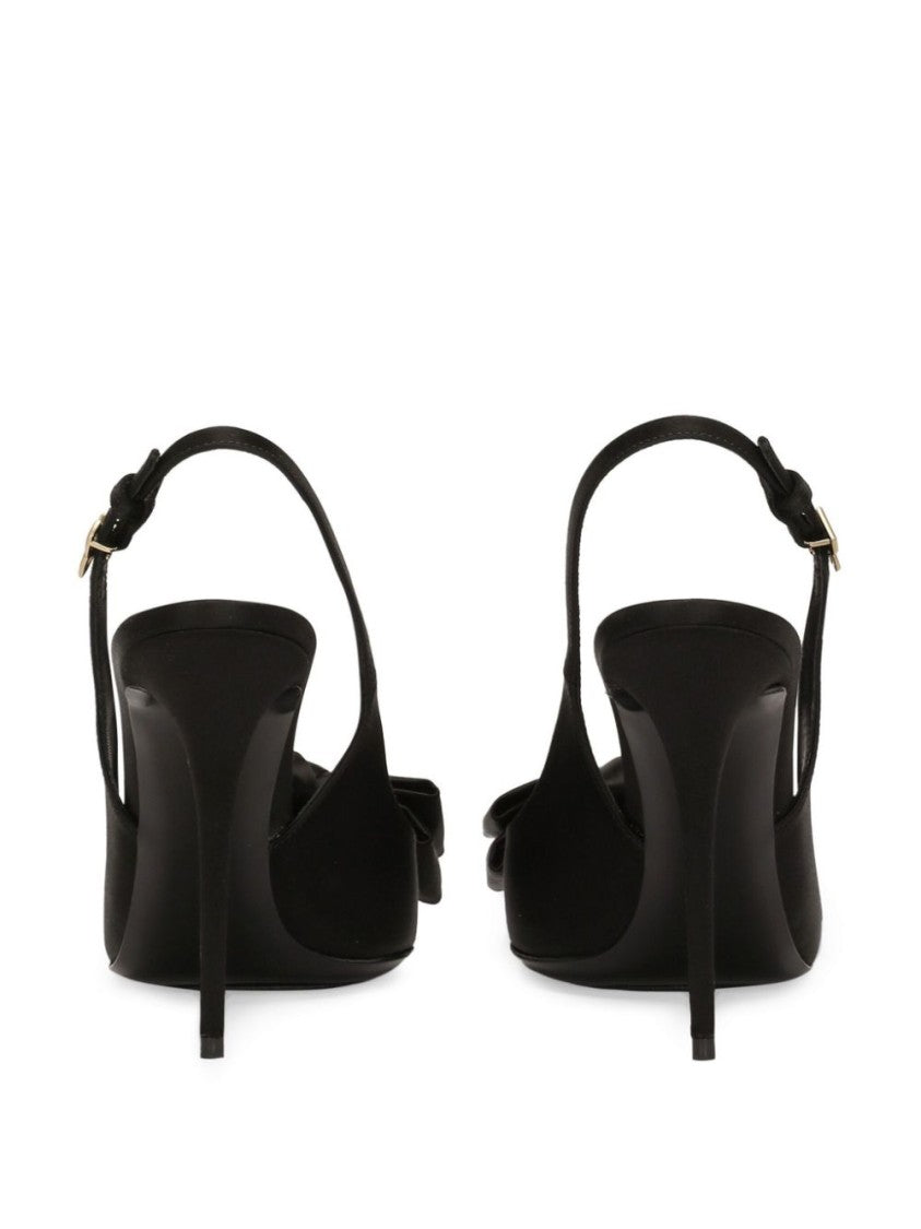 Dolce & Gabbana Pointed Toe Slingback Heels With Delicate Bow Accent