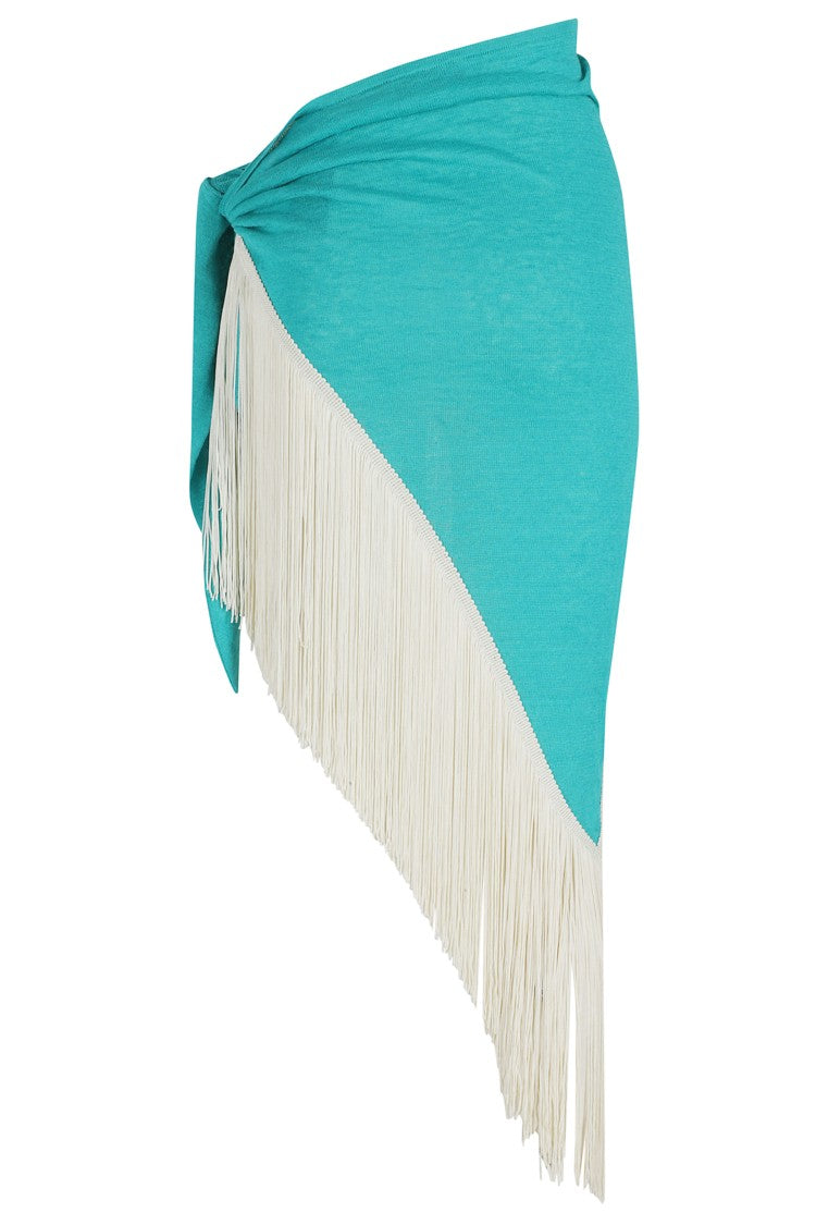 Alanui Turquoise Asymmetrical Linen Pareo