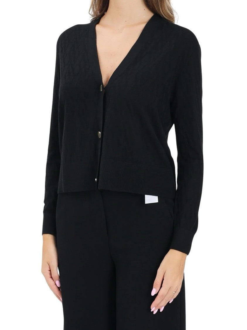 Armani Exchange Black Cotton-Blend Logo Cardigan