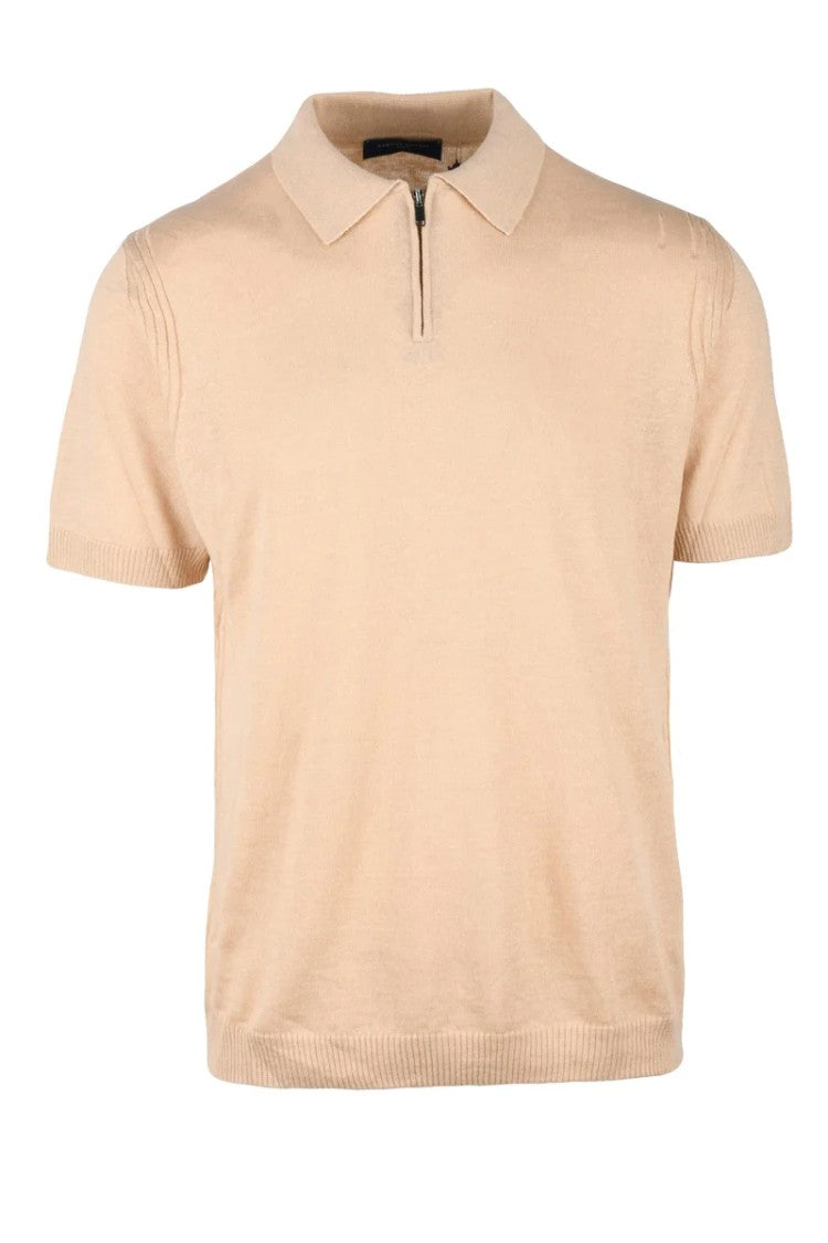 Daniele Fiesoli Beige Linen Cotton Knit Polo Shirt