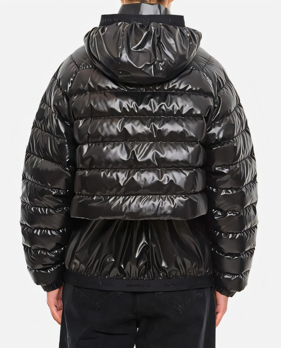 Moncler Cropped Puffer Jacket With Glossy Finish