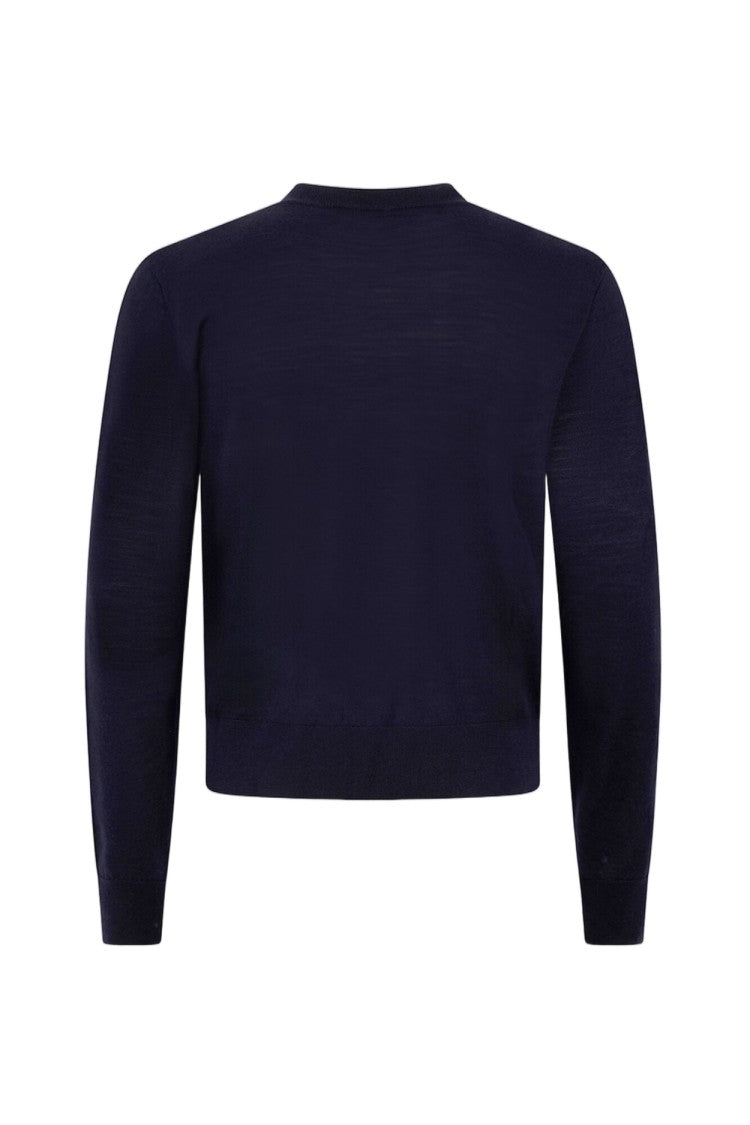 Dsquared2 Navy Wool Tonal Logo Crewneck Sweater