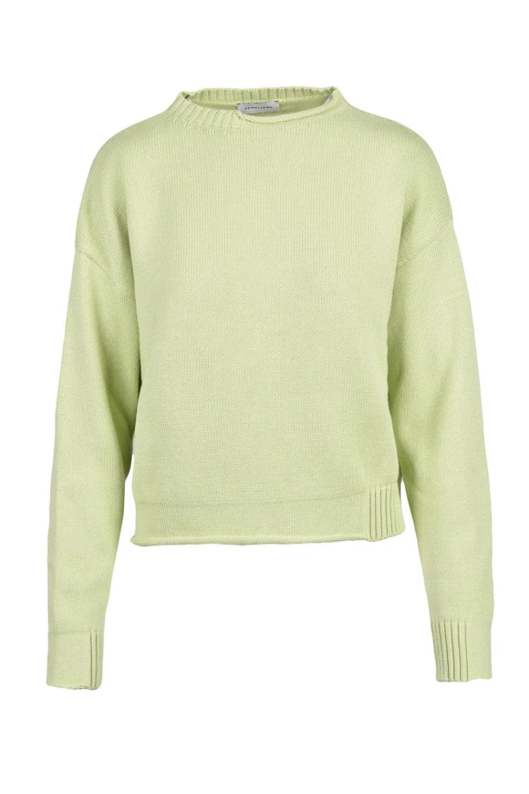 Scaglione Cotton Crew Neck Sweater - Apple Green