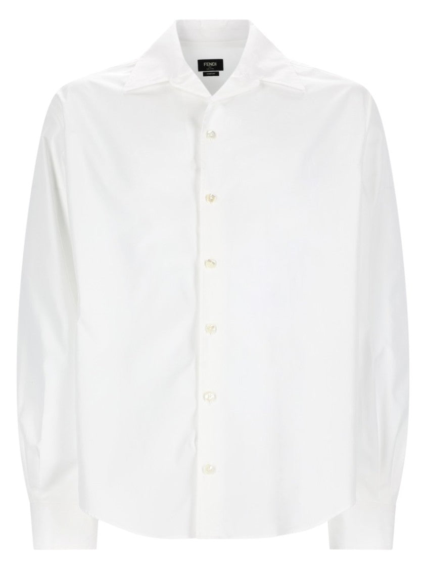 Fendi Long-Sleeve Pointed Collar Cotton Shirt