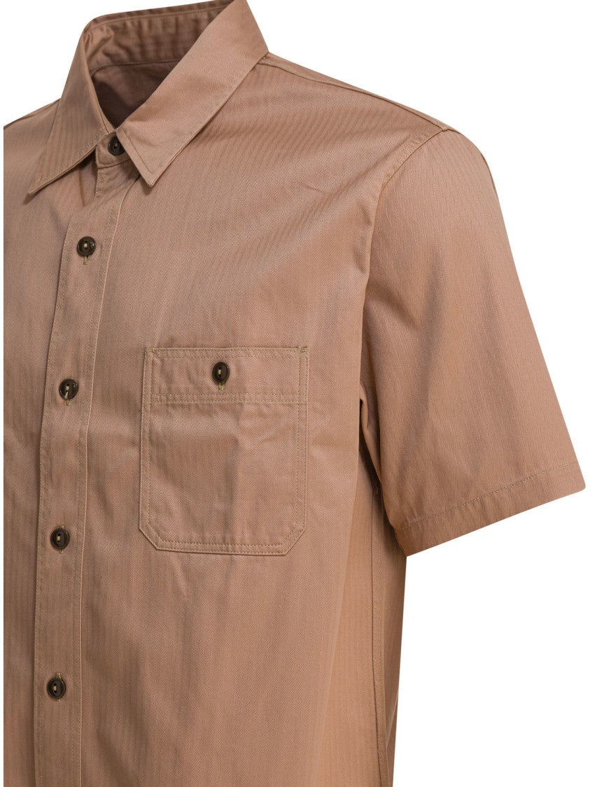 Buzz Rickson's Beige Short-Sleeve Shirt With Classic Collar