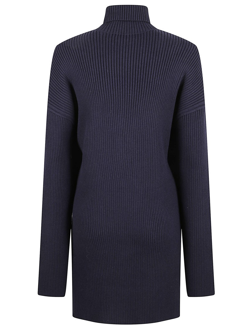 Balenciaga Draped Wool And Cotton Sweater Dress