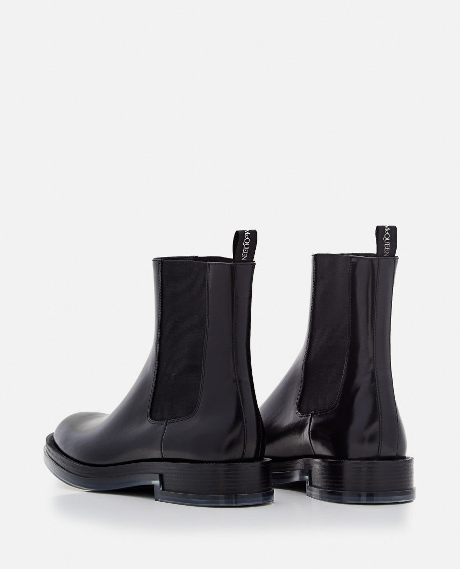 Alexander Mcqueen Black Leather Chelsea Boots