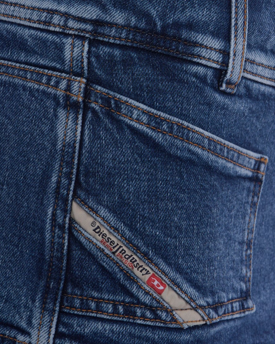 Diesel Indigo Blue Extra Short Cotton-Hemp Denim Skirt