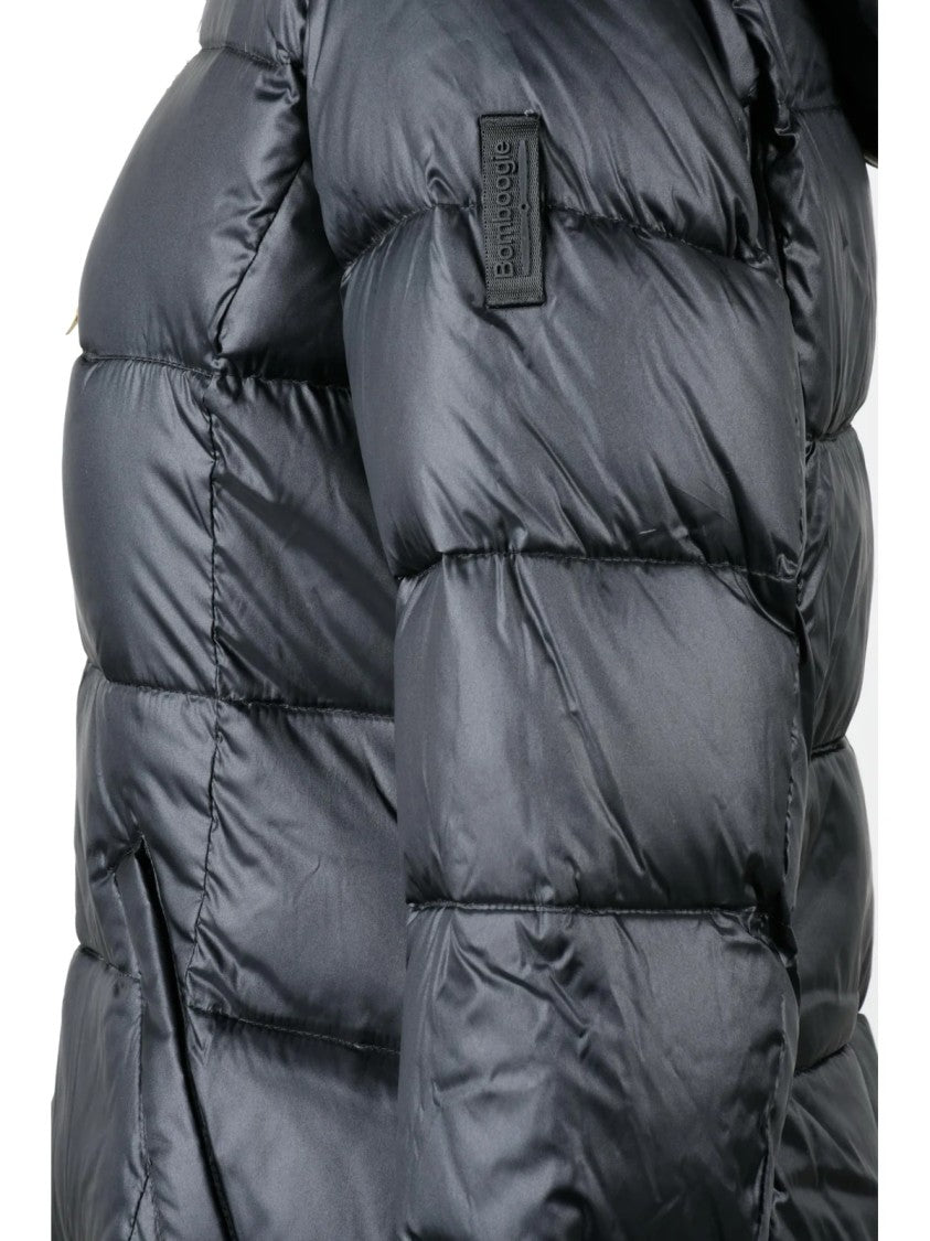 Bomboogie Beige Quilted Nylon Long Down Jacket