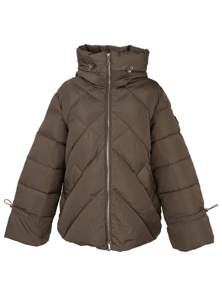 Sergio Moretti Beige Quilted Puffer Jacket With Adjustable High Collar
