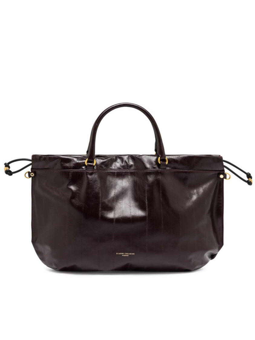 Gianni Chiarini Glossy Leather Handbag With Ruched Top