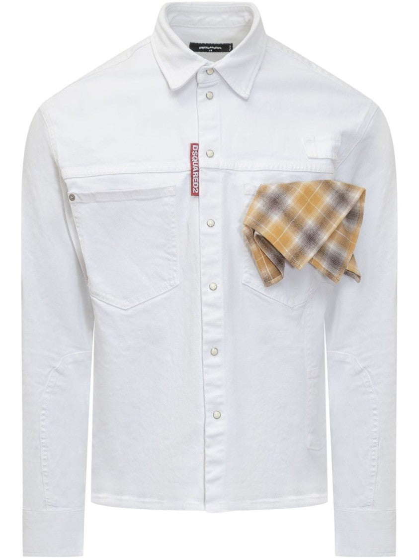 Dsquared2 White Carpenter Shirt With Press-Stud Fastening