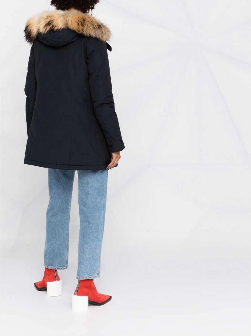 Woolrich Arctic Raccoon Fur-Trim Cotton-Blend Parka - Black