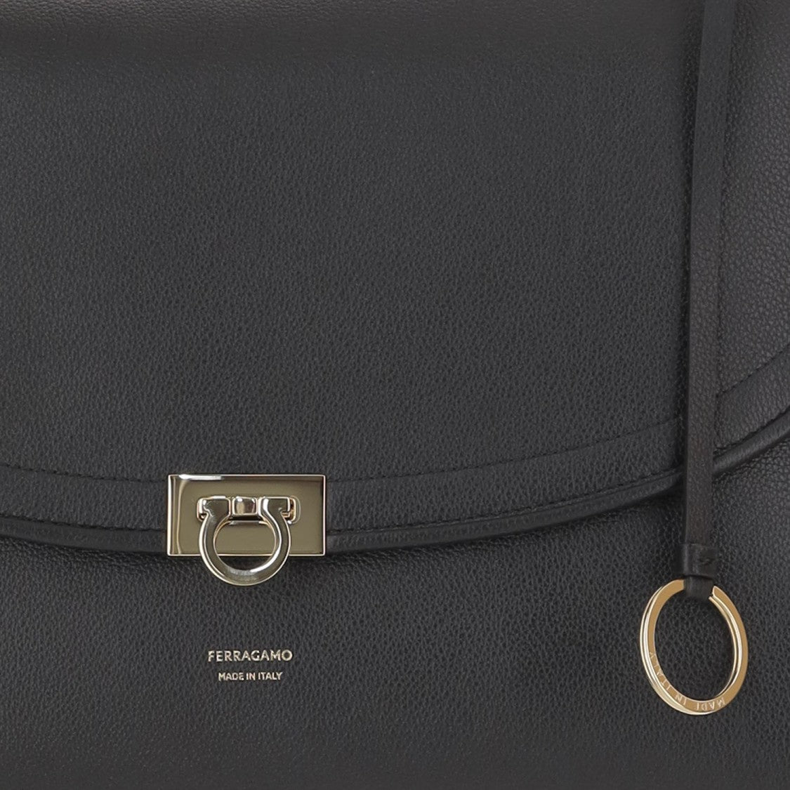 Salvatore Ferragamo Embossed Leather Shoulder Bag With Hook-And-Eye Closure