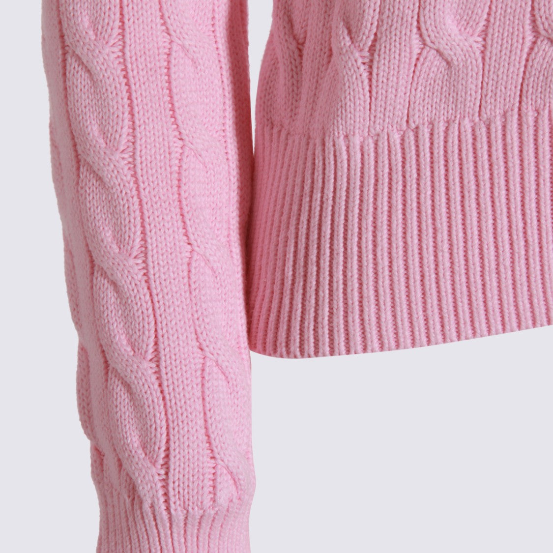 Polo Ralph Lauren Soft Pink Cable-Knit Cardigan With Button-Down Front