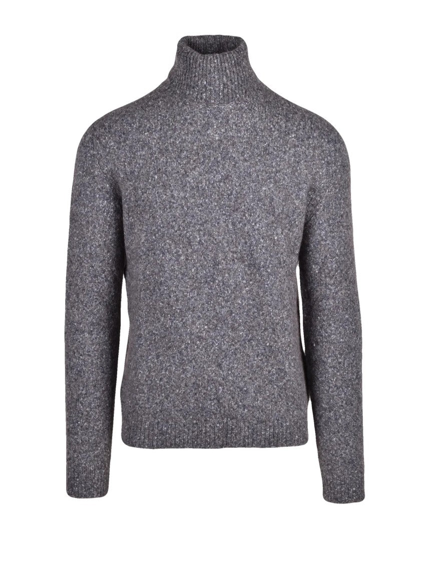 Roberto Collina Grey Cotton-Blend High-Neck Sweater