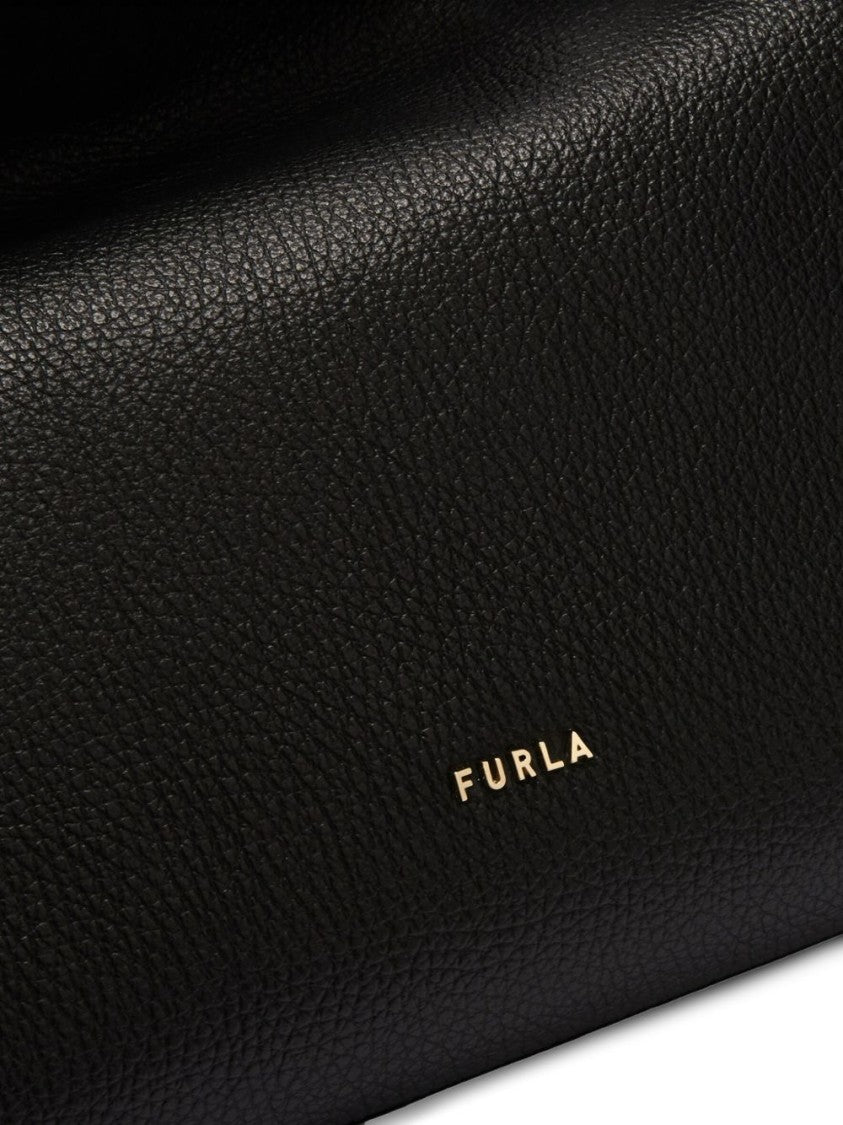 Furla Minimalist Black Leather Shoulder Bag