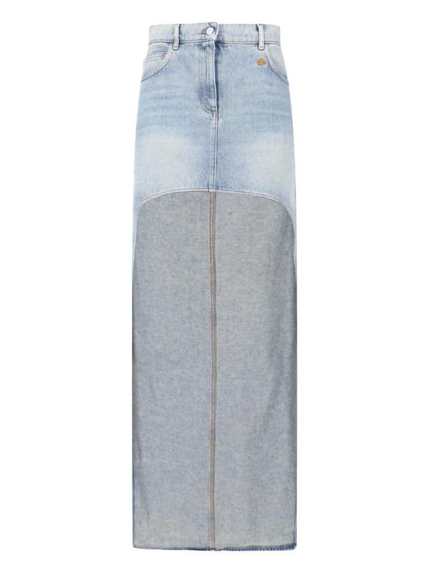 Courrèges Blue Asymmetrical Hem Denim Skirt