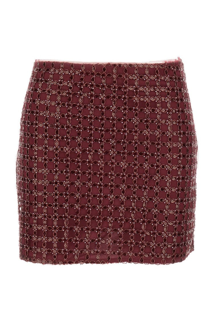 Rotate Birger Christensen Mesh Midi Skirt With Floral Bead Embroidery