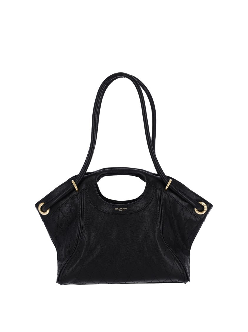 Balmain Black Lambskin Medium Tote Bag