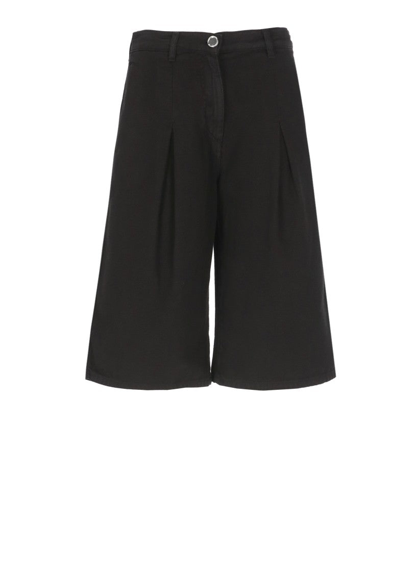 Pinko Knee-Length Black Cotton Bermuda Shorts