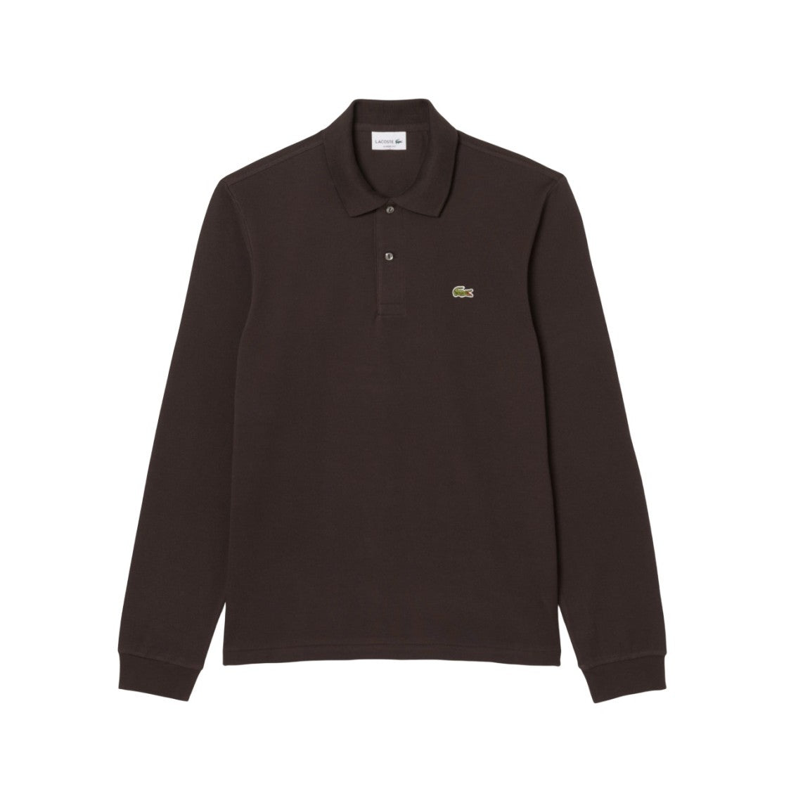 Lacoste Brown Long Sleeves Polo With Mother-Of-Pearl Button Placket