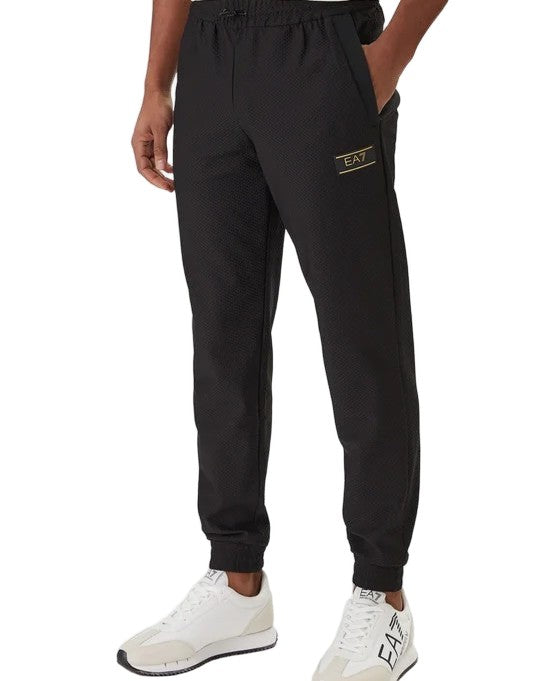 Ea7 Emporio Armani Slim-Fit Textured Jogger Pants With Drawstring Waist And Contrast Trims