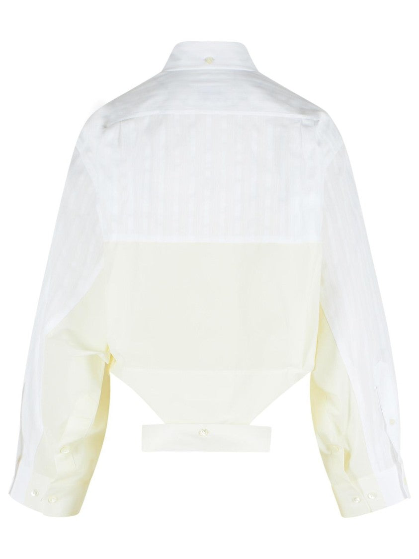 Mm6 By Maison Margiela White Mirror Effect Cotton Poplin Shirt