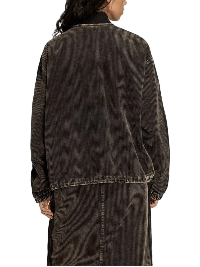 Adidas Ribbed Corduroy Jacket In Washed Black
