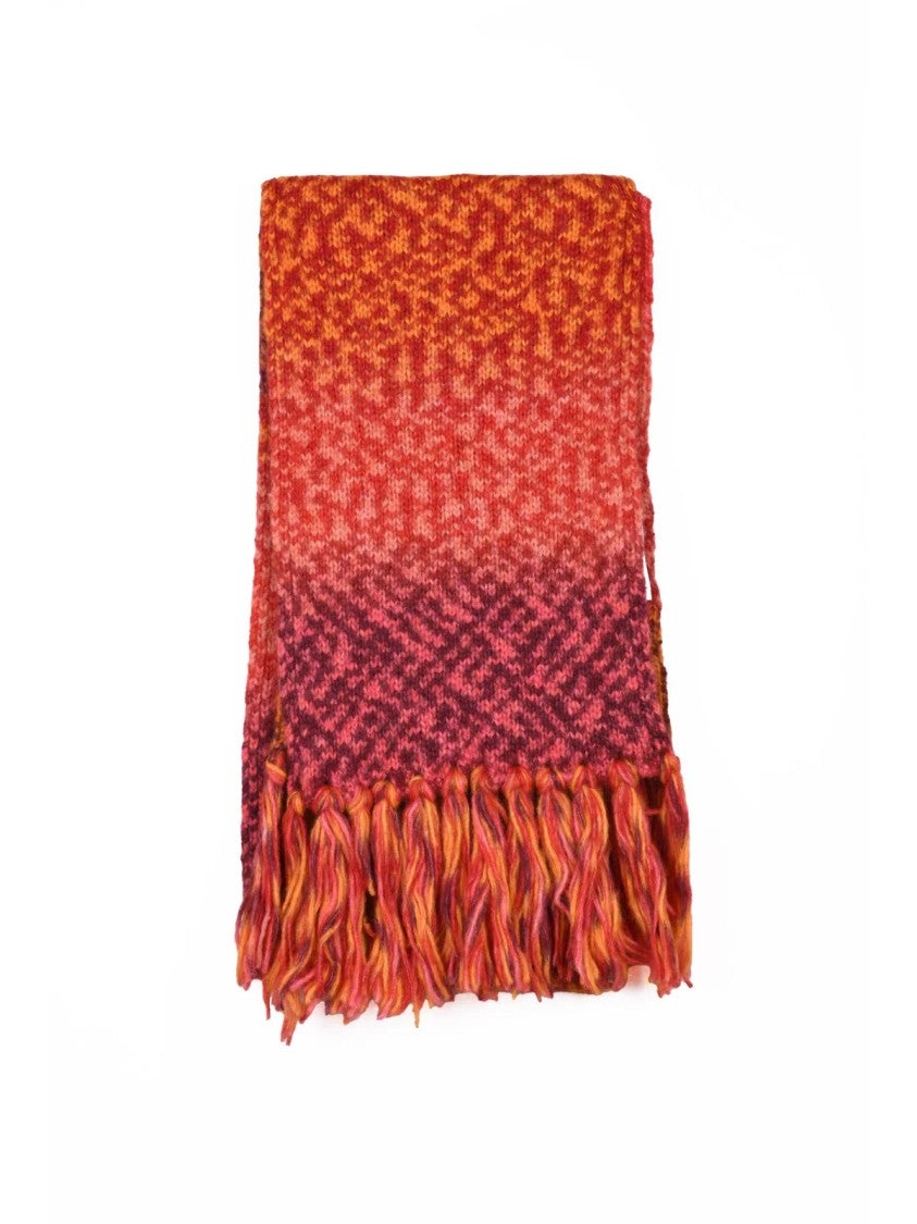 Kangra Gradient Patterned Kangra Scarf With Fringed Edges
