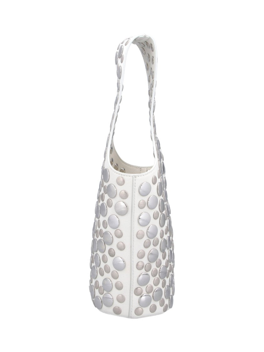 Khaite White Livia Small Studs Leather Tote