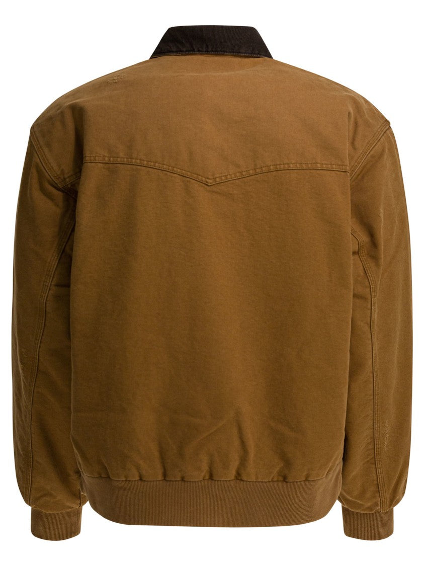 Carhartt Wip Brown Organic Cotton Jacket With Corduroy Collar And Quilted Lining