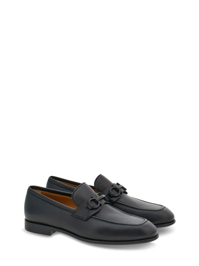 Ferragamo Minimalist Calf Leather Flats With Rounded Square Toe