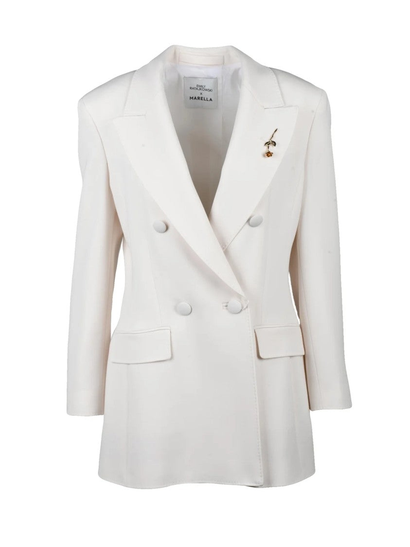 Ratajkowski X Marella White Triacetate Polyester Double-Breasted Jacket