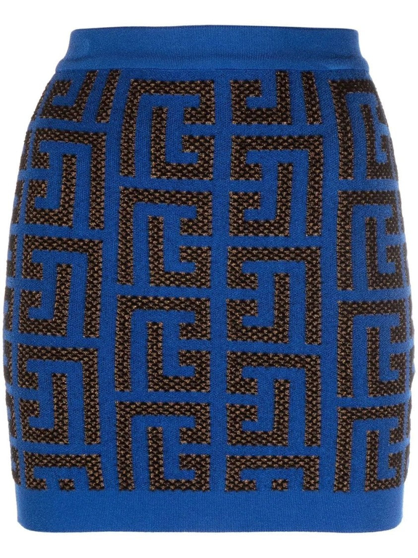 Balmain Hw Pharaon Monogram Knit Skirt