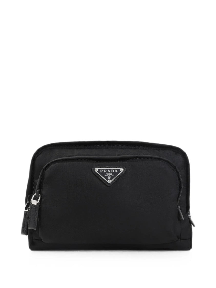 Prada Nylon Dual Zippered Rectangular Pouch