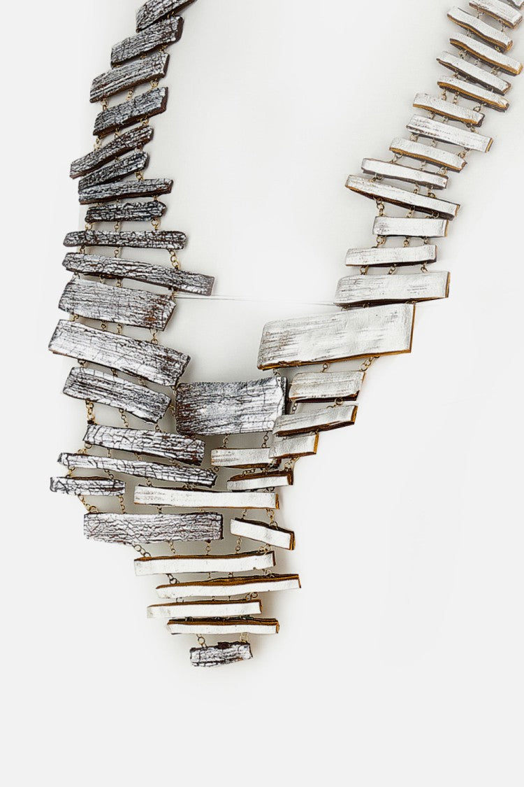 Gfw Sculptural Handmade Necklace With Textured Cracked Surface