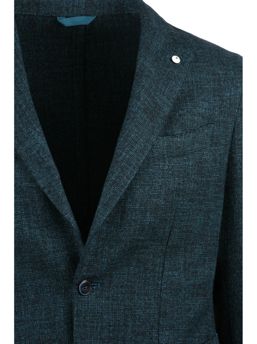 L.B.M. 1911 Fitted Jacket With Textured Fabric And Notch Lapel