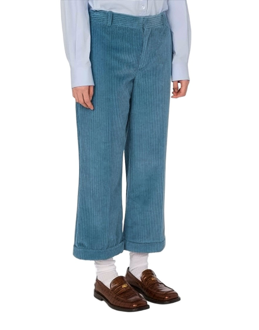 Moschino Cropped Wide-Leg Pants With Textured Corduroy Finish