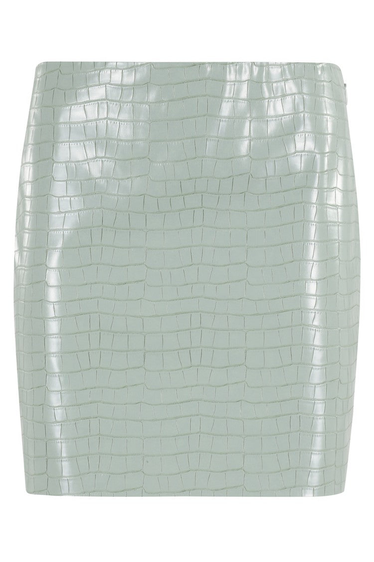 Isabelle Blanche Cropped Aqua Green Eco Leather Mini Skirt
