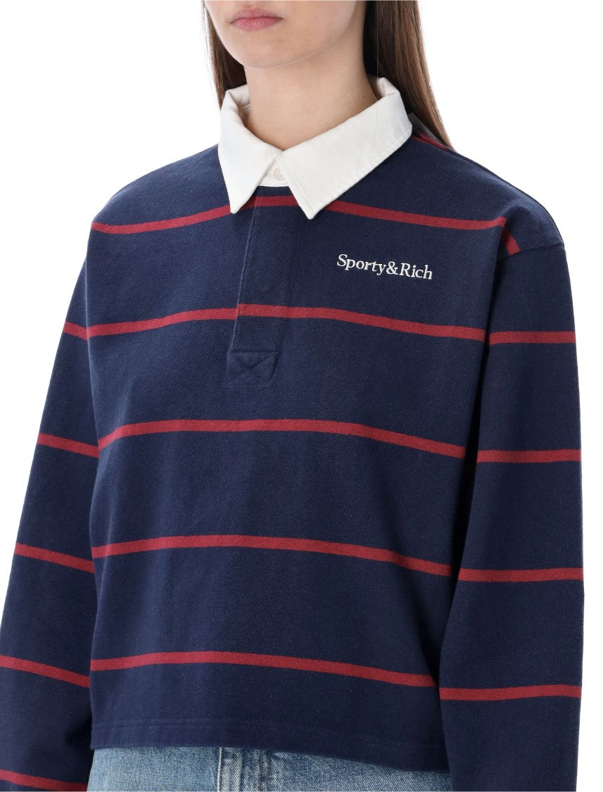 Sporty And Rich Boxy-Fit Navy And Merlot Rugby Polo